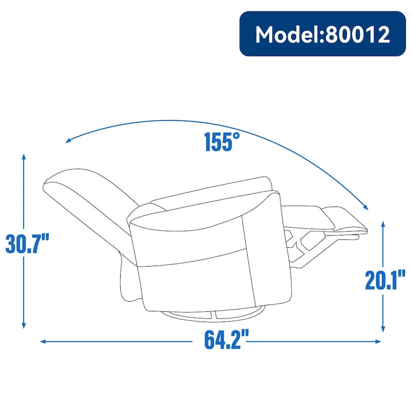 Fauteuil inclinable électrique pivotant et berçant, mécanisme de mouvement robuste avec ports USB et Type-C