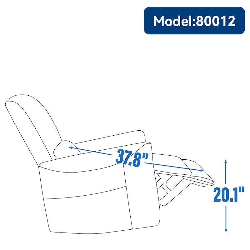 Fauteuil inclinable électrique pivotant et berçant, mécanisme de mouvement robuste avec ports USB et Type-C