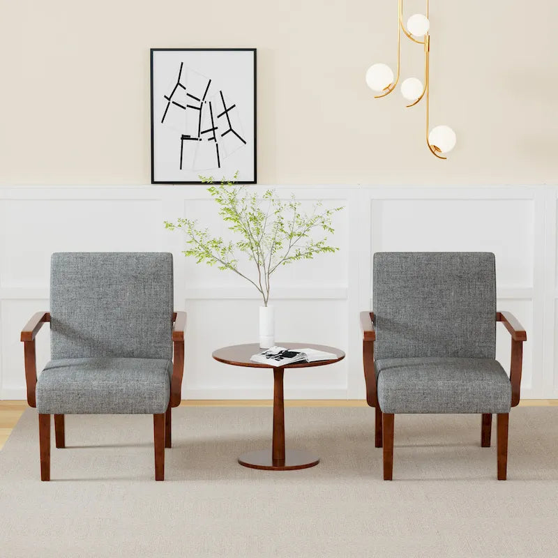 Fauteuils Gris 18.7 avec Table Ronde (Lot de 2)