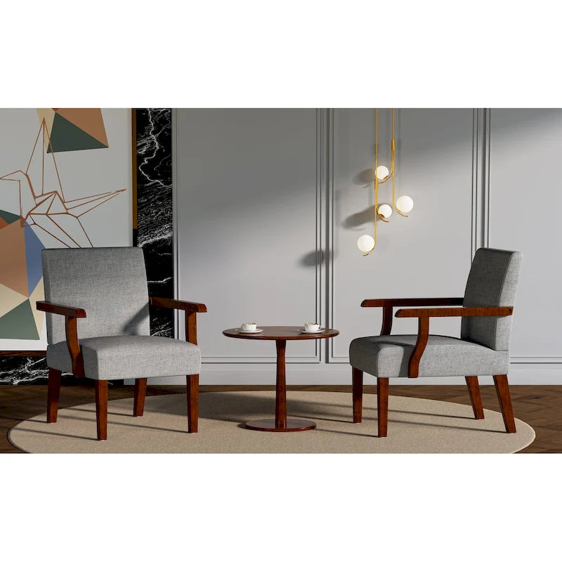 Fauteuils Gris 18.7 avec Table Ronde (Lot de 2)