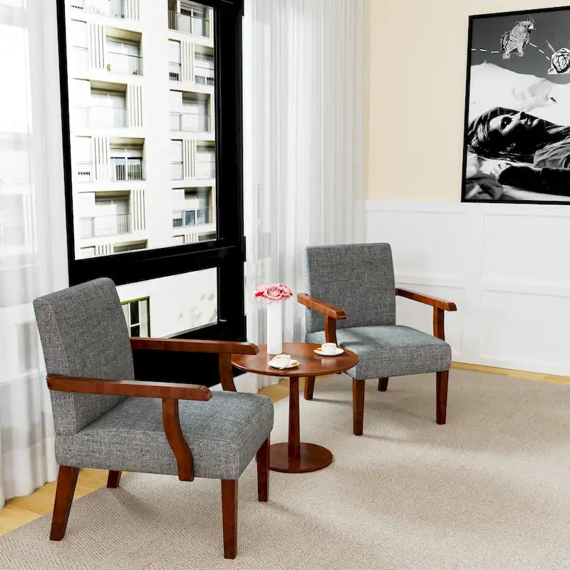 Fauteuils Gris 18.7 avec Table Ronde (Lot de 2)