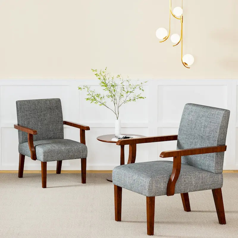 Fauteuils Gris 18.7 avec Table Ronde (Lot de 2)