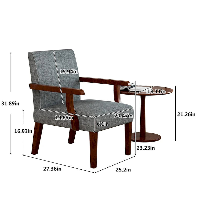 Fauteuils Gris 18.7 avec Table Ronde (Lot de 2)