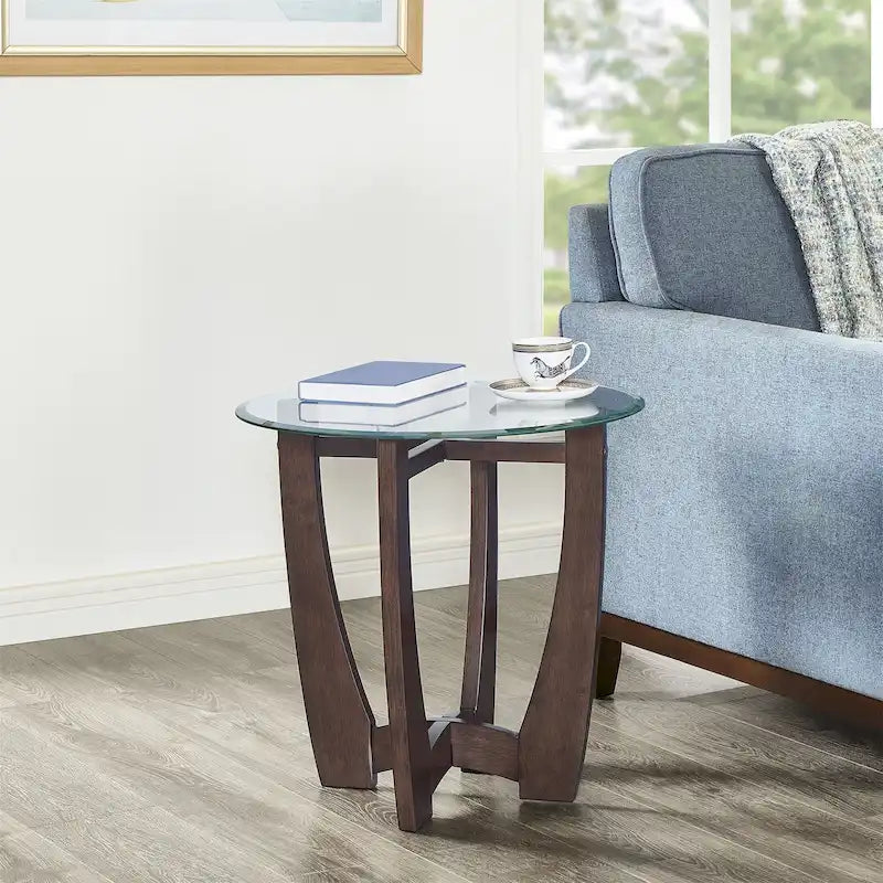 Table basse ronde en verre de 23,5 pouces