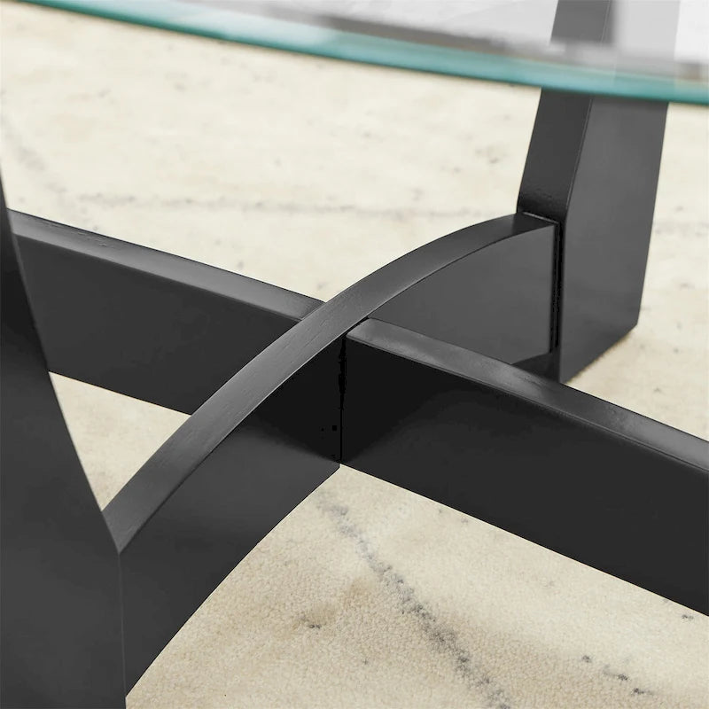 Table basse ronde en verre de 23,5 pouces
