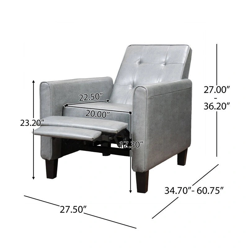 Fauteuil manuel club de 26,75 po de largeur avec accoudoirs enroulés et rembourrage moelleux pour un confort ultime, gris foncé