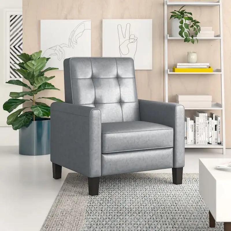 Fauteuil manuel club de 26,75 po de largeur avec accoudoirs enroulés et rembourrage moelleux pour un confort ultime, gris foncé