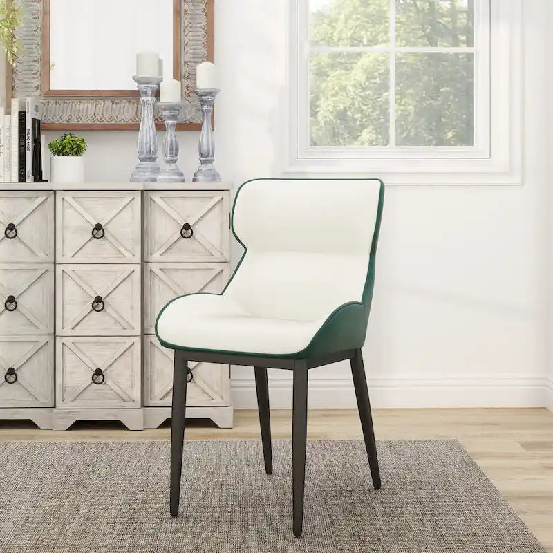 Lot de 2 chaises de salle à manger rembourrées, chaises modernes à dossier plein avec pieds en métal noir