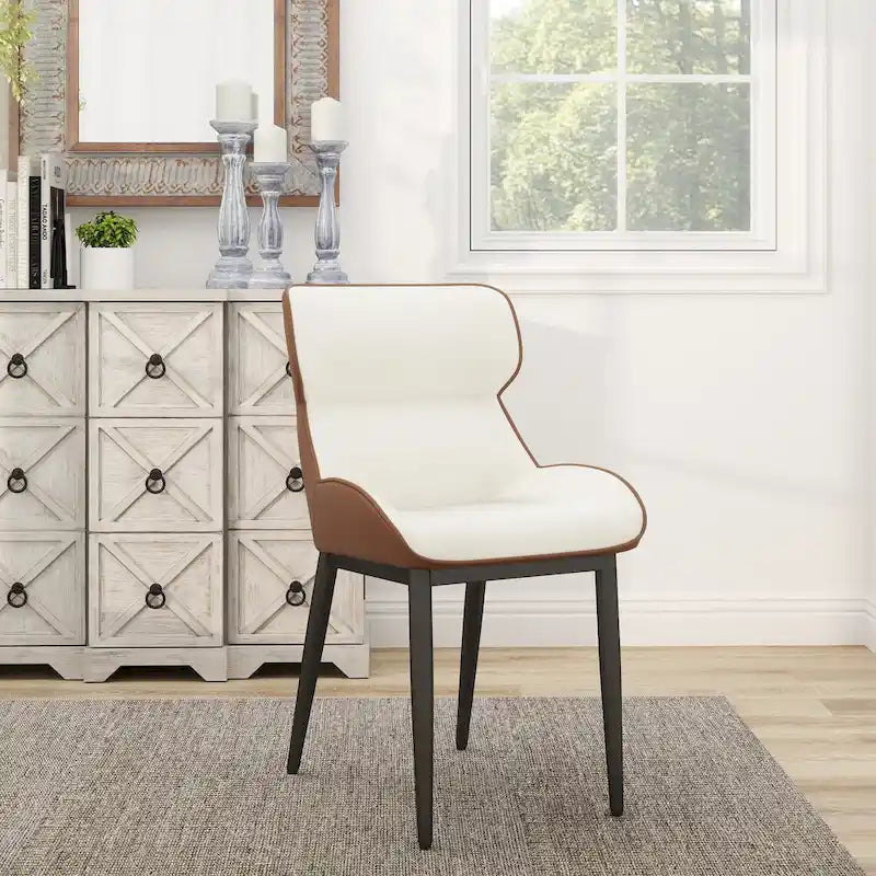 Lot de 2 chaises de salle à manger rembourrées, chaises modernes à dossier plein avec pieds en métal noir