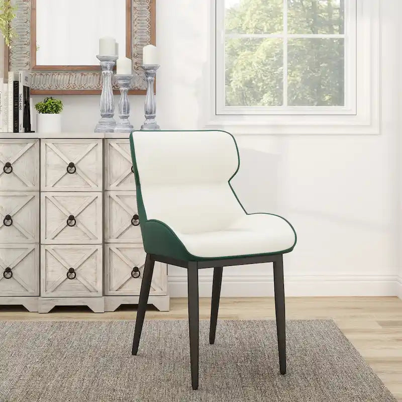 Lot de 2 chaises de salle à manger rembourrées, chaises modernes à dossier plein avec pieds en métal noir