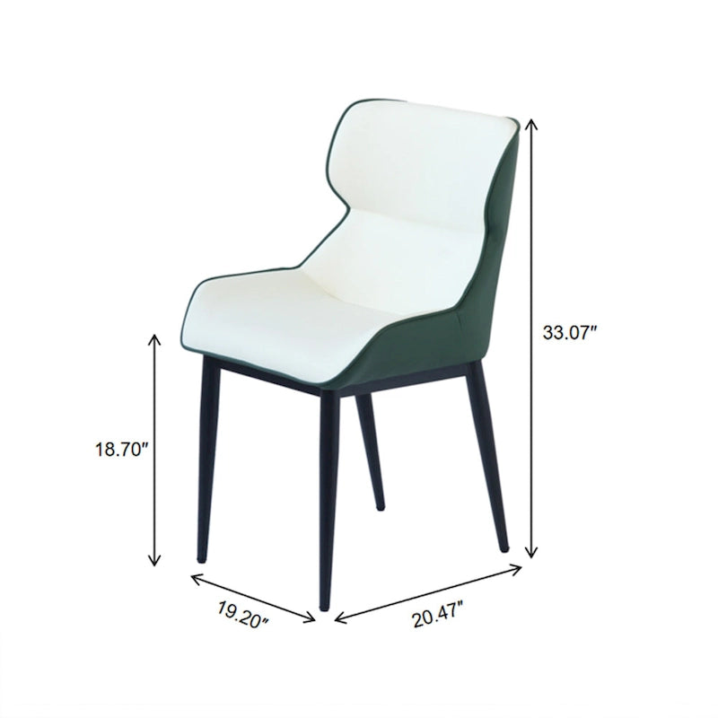 Lot de 2 chaises de salle à manger rembourrées, chaises modernes à dossier plein avec pieds en métal noir