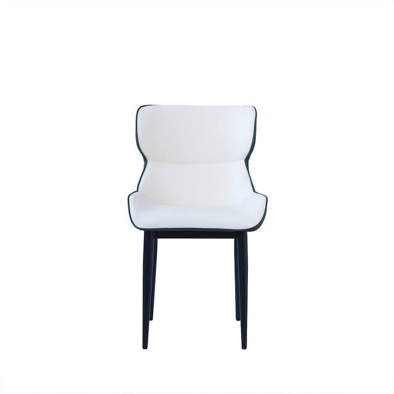 Lot de 2 chaises de salle à manger rembourrées, chaises modernes à dossier plein avec pieds en métal noir