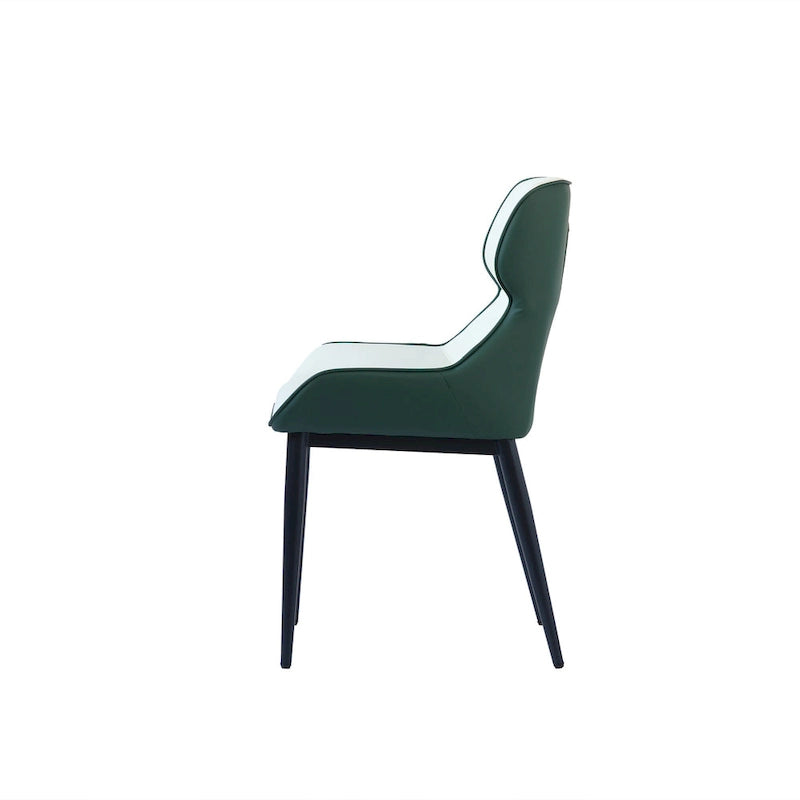 Lot de 2 chaises de salle à manger rembourrées, chaises modernes à dossier plein avec pieds en métal noir