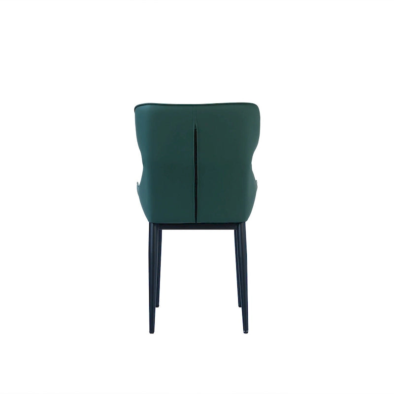 Lot de 2 chaises de salle à manger rembourrées, chaises modernes à dossier plein avec pieds en métal noir