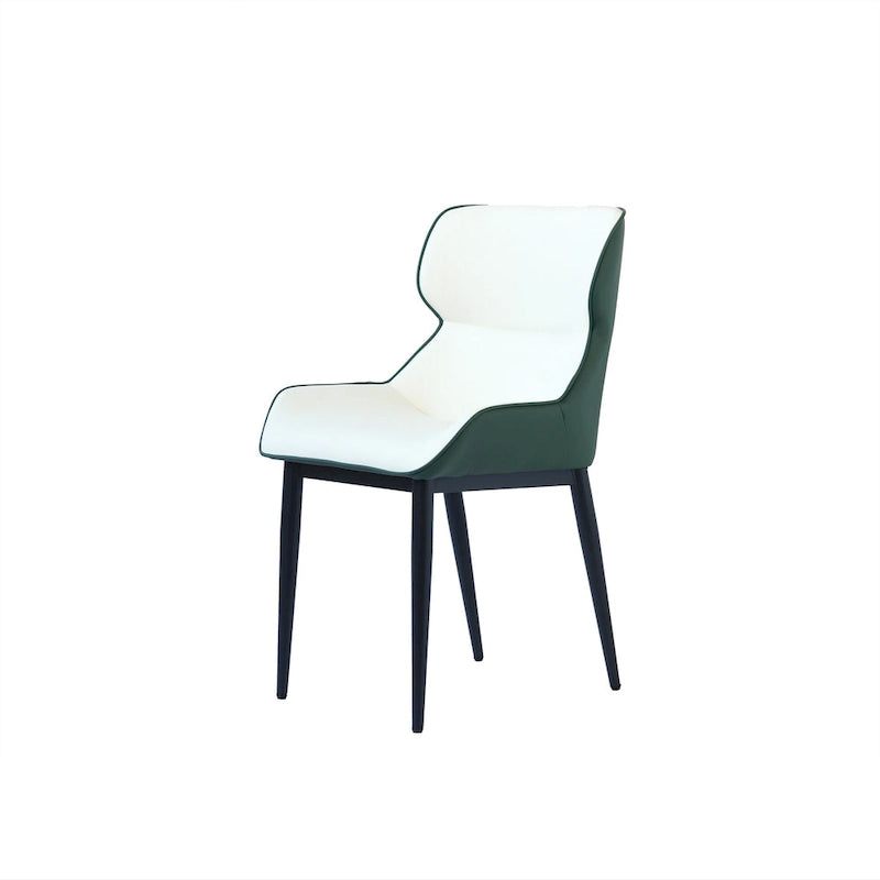 Lot de 2 chaises de salle à manger rembourrées, chaises modernes à dossier plein avec pieds en métal noir