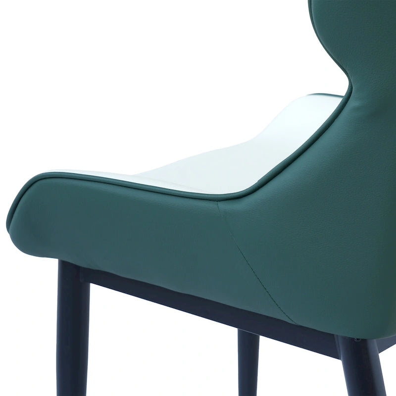 Lot de 2 chaises de salle à manger rembourrées, chaises modernes à dossier plein avec pieds en métal noir