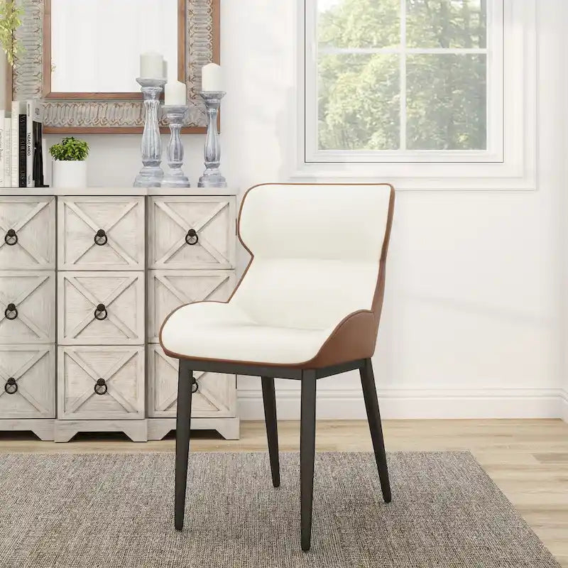 Lot de 2 chaises de salle à manger rembourrées, chaises modernes à dossier plein avec pieds en métal noir
