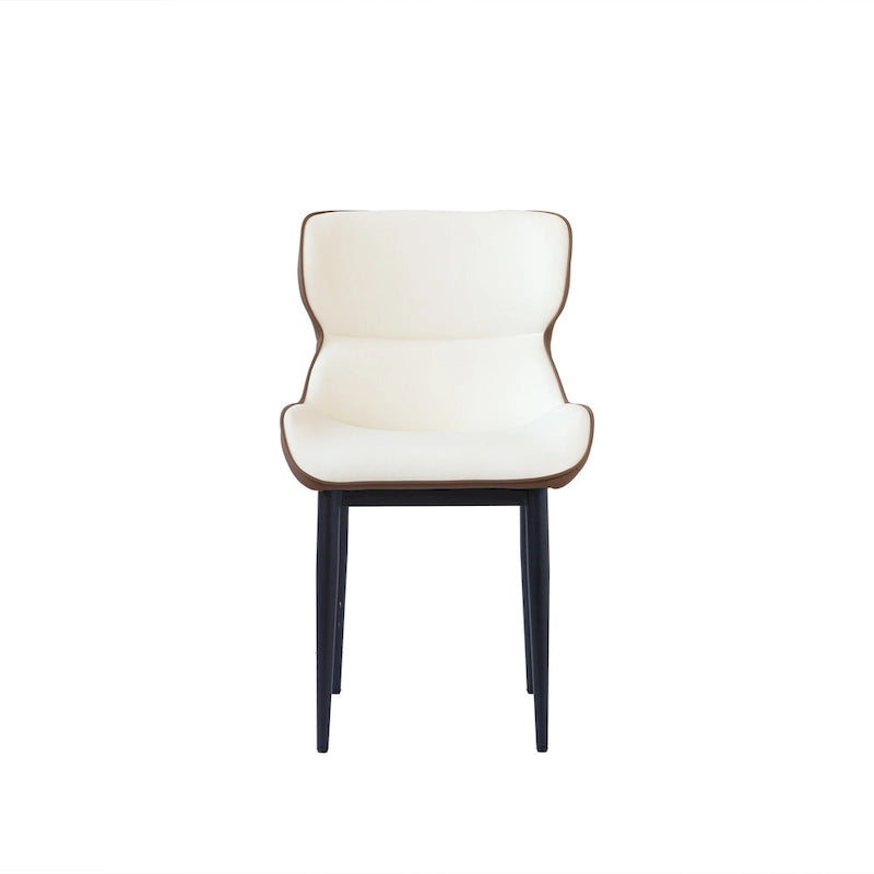 Lot de 2 chaises de salle à manger rembourrées, chaises modernes à dossier plein avec pieds en métal noir