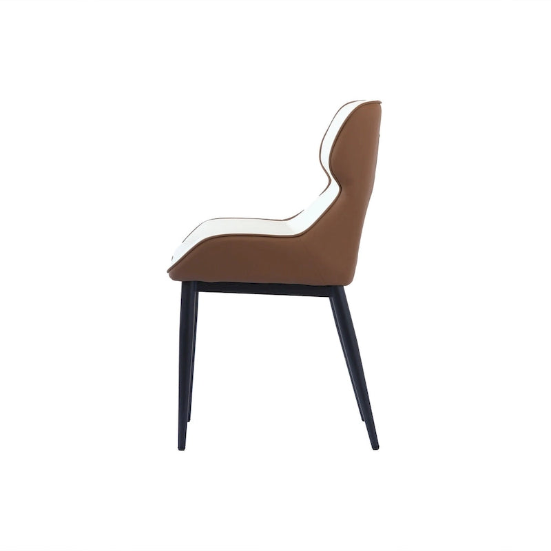 Lot de 2 chaises de salle à manger rembourrées, chaises modernes à dossier plein avec pieds en métal noir