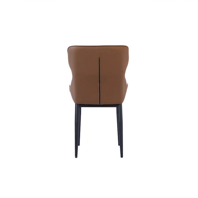 Lot de 2 chaises de salle à manger rembourrées, chaises modernes à dossier plein avec pieds en métal noir