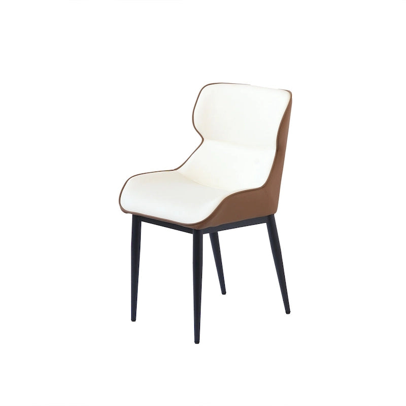 Lot de 2 chaises de salle à manger rembourrées, chaises modernes à dossier plein avec pieds en métal noir