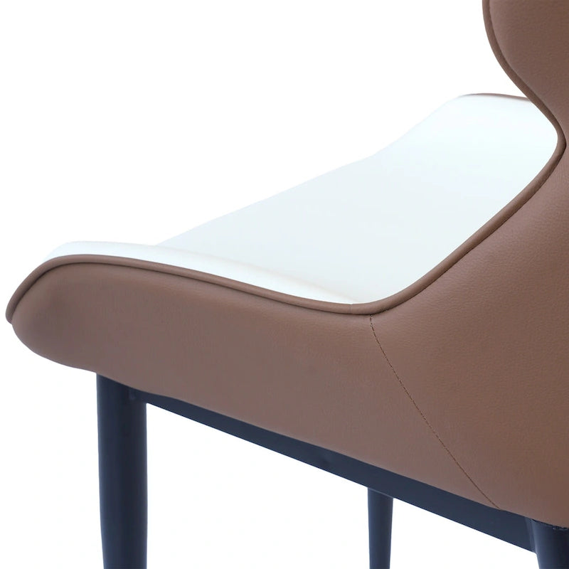 Lot de 2 chaises de salle à manger rembourrées, chaises modernes à dossier plein avec pieds en métal noir