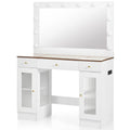 Coiffeuse de 110 cm avec grand miroir et ampoules de style hollywoodien