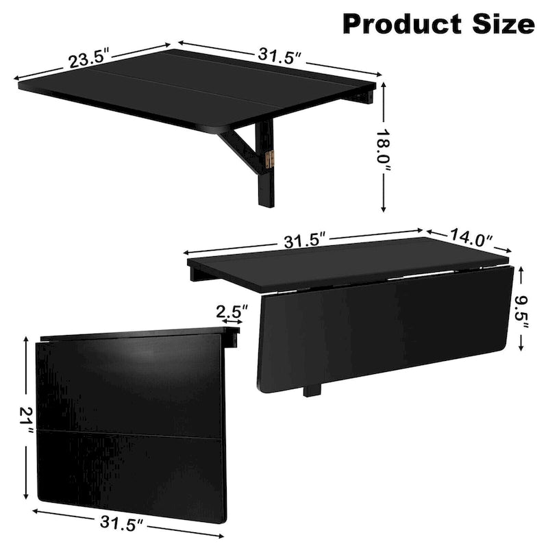 Table rabattable murale, Bureau pliant flottant, Gain de place