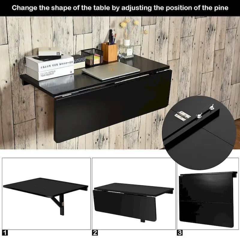 Table rabattable murale, Bureau pliant flottant, Gain de place