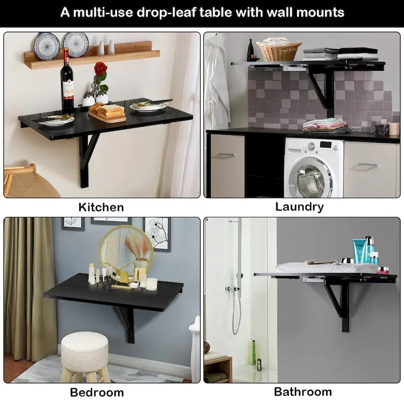 Table rabattable murale, Bureau pliant flottant, Gain de place