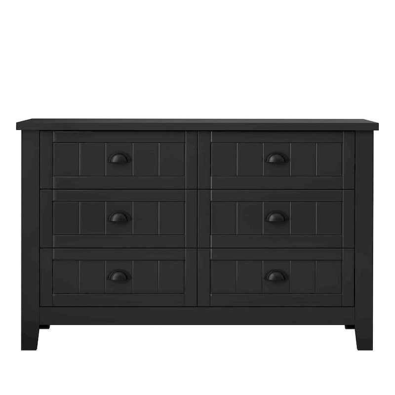 Commode double 6 tiroirs de style antique avec poignée coquille rétro pour chambre à coucher, salon