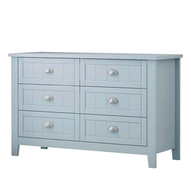 Commode double 6 tiroirs de style antique avec poignée coquille rétro pour chambre à coucher, salon