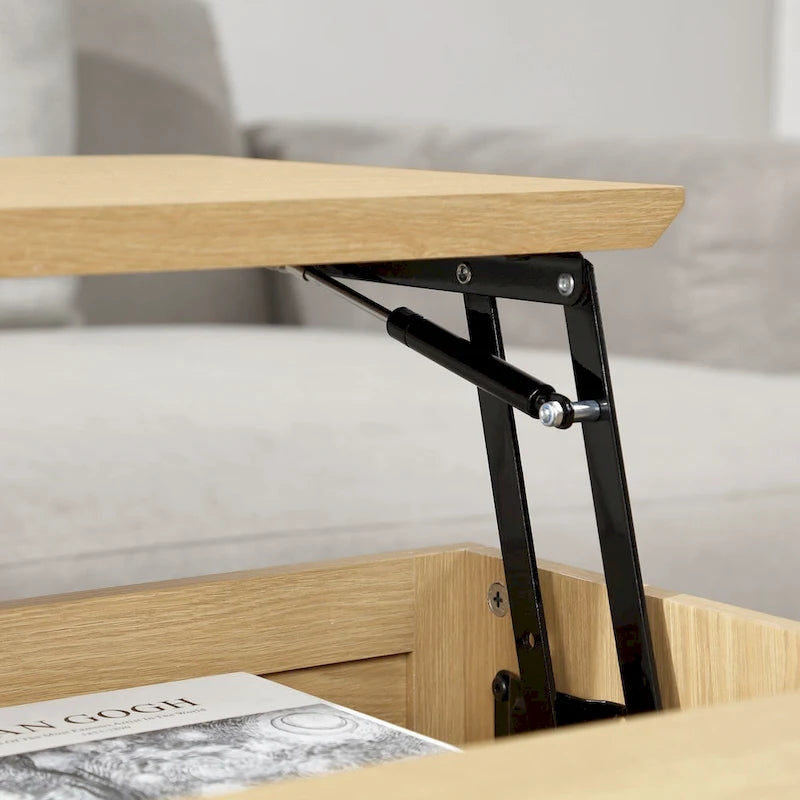 Table basse relevable en rotin avec rangement - 42 x 17