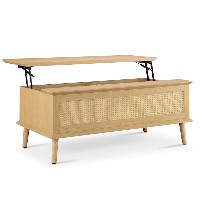 Table basse relevable en rotin avec rangement - 42 x 17