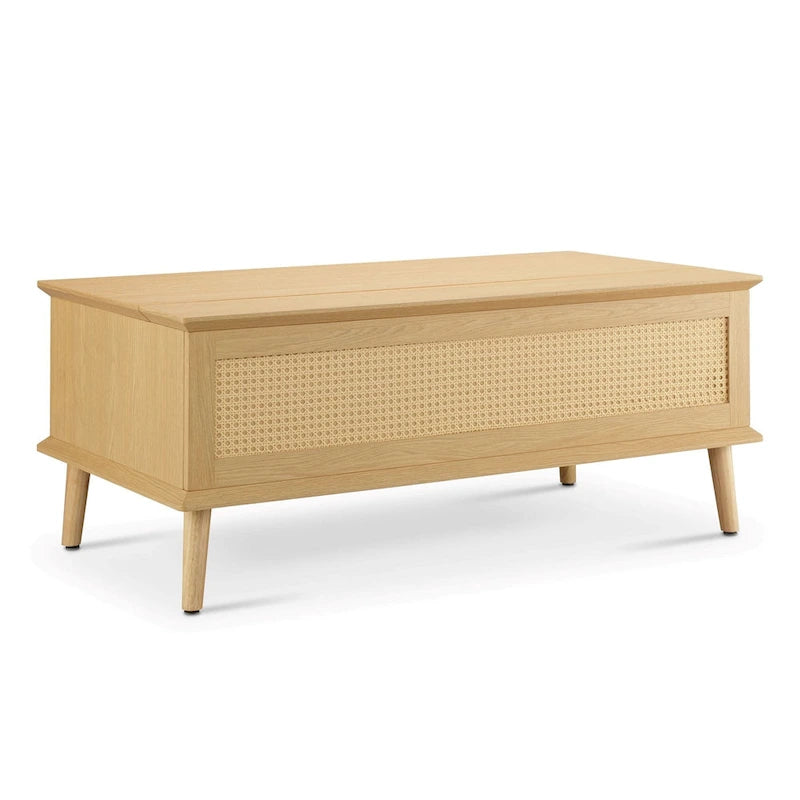 Table basse relevable en rotin avec rangement - 42 x 17