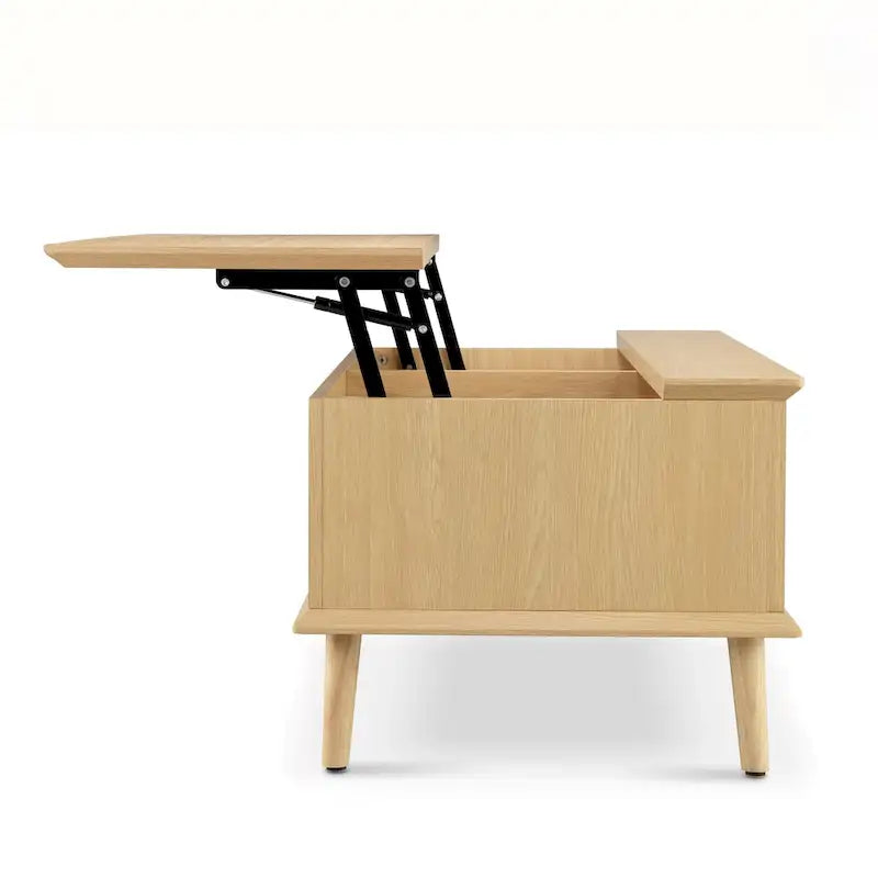 Table basse relevable en rotin avec rangement - 42 x 17
