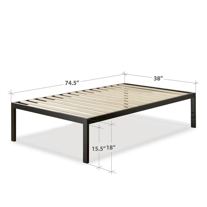 Cadre de lit plateforme en métal noir de 45,7 cm de haut