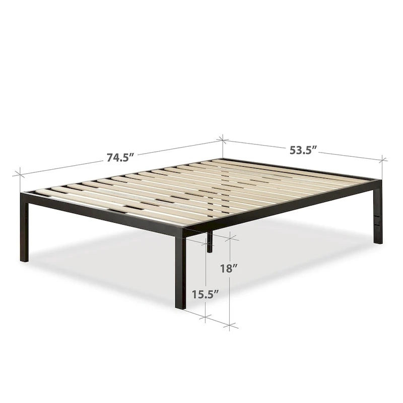 Cadre de lit plateforme en métal noir de 45,7 cm de haut