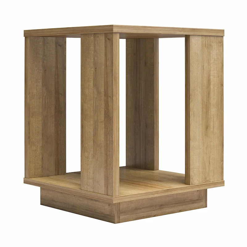 Table d'appoint en chêne massif avec étagère – Table de salon moderne