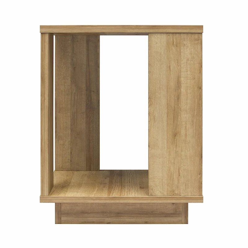 Table d'appoint en chêne massif avec étagère – Table de salon moderne