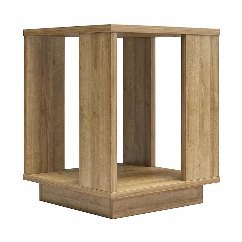 Table d'appoint en chêne massif avec étagère – Table de salon moderne