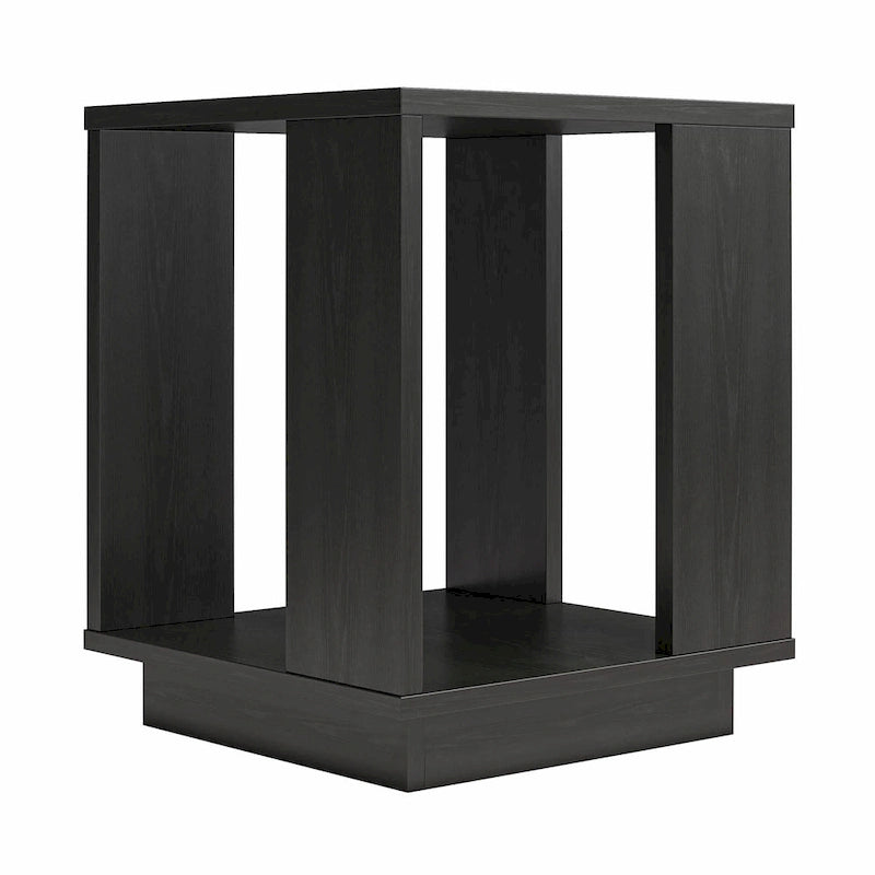 Table d'appoint en chêne massif avec étagère – Table de salon moderne