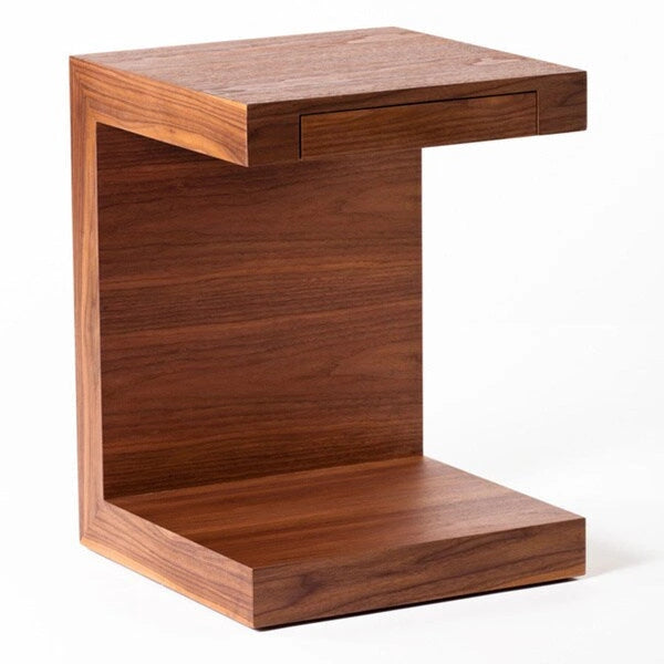 Table d'appoint créative en bois en forme de C