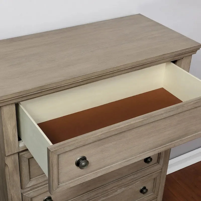 Lit traîneau et commode de rangement 2 pièces en bois gris de transition