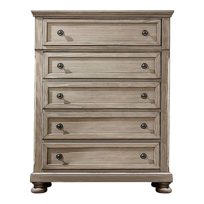 Lit traîneau et commode de rangement 2 pièces en bois gris de transition
