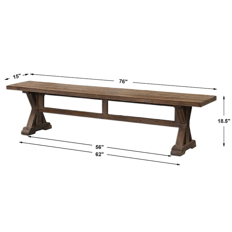 Table de salle à manger fermière en bois massif avec piétement en tréteaux 19 x 76
