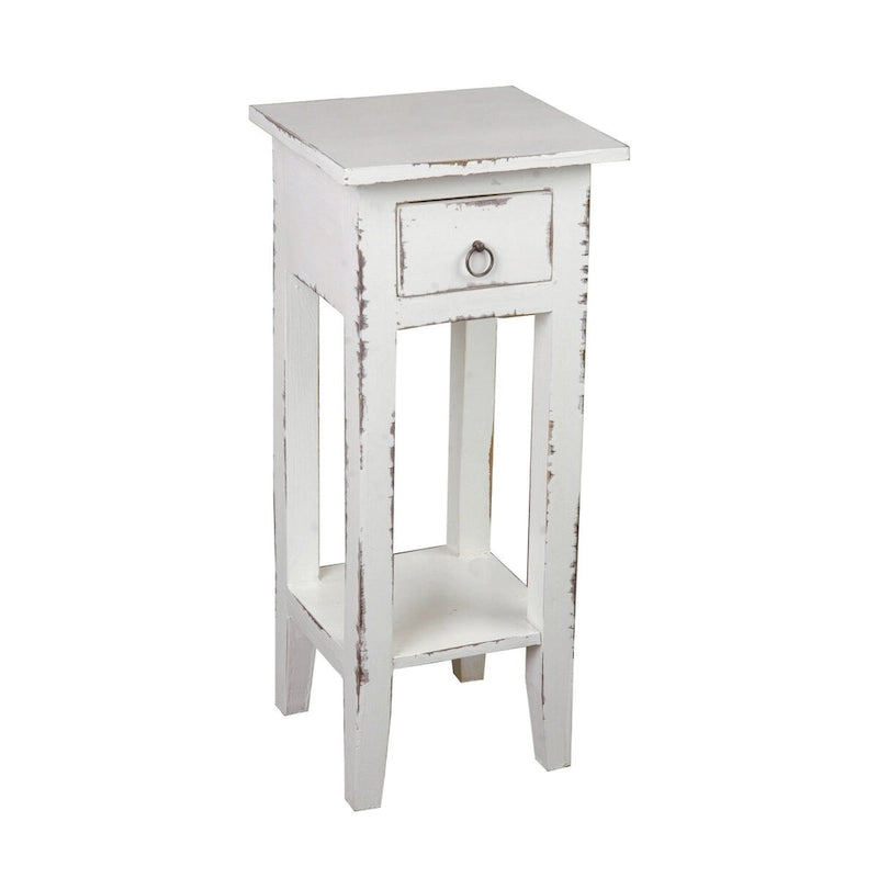 Solid Distressed Narrow Side Table - 25.75 - Washed White