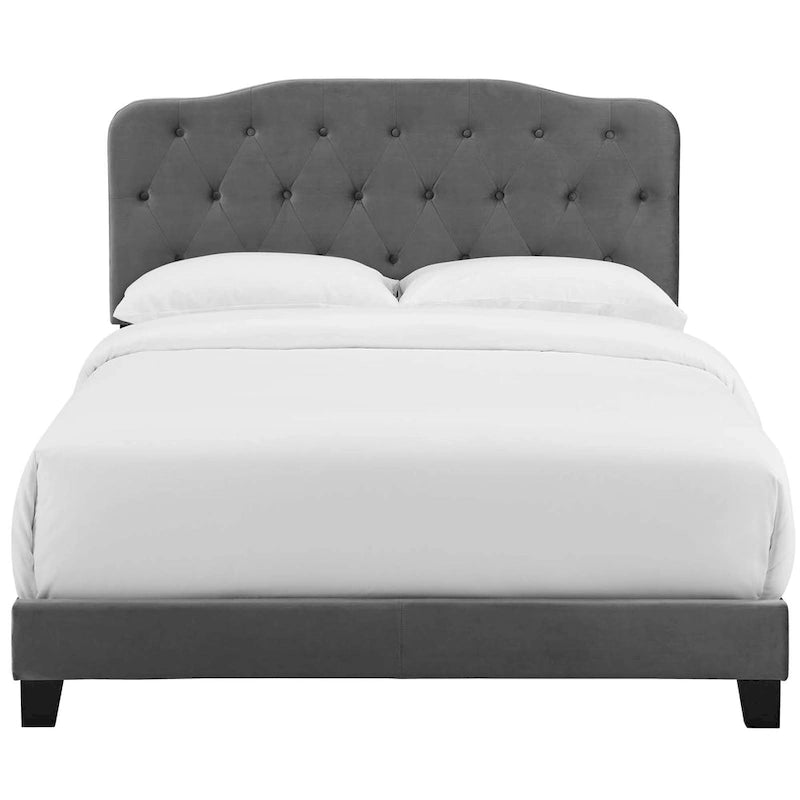Lit rembourré en velours minimaliste