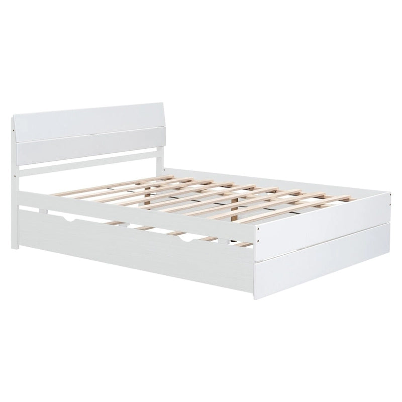 Cadre de lit double moderne avec lit gigogne et 2 tiroirs