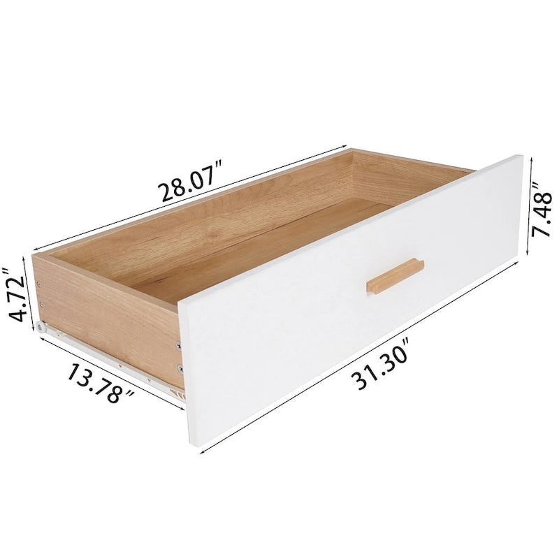 Commode de rangement à trois tiroirs, table de chevet, pieds et poignées en bois massif
